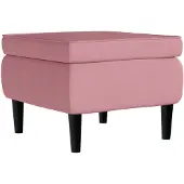vidaXL Kruk met houten poten fluweel roze
