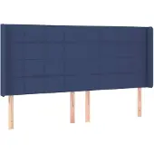 vidaXL Hoofdbord met randen 163x16x118/128 cm stof blauw
