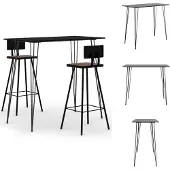 vidaXL 3-delige barset, zwart
