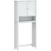 vidaXL Wasmachinekast BERG 76x27x164,5 cm massief hout wit