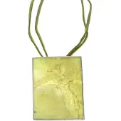 Behave Ketting van suède met vierkante schelpenhanger 43,5 cm - Nikkelvrij
