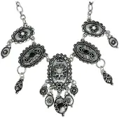 Behave ketting zilverkleur met hangers en stenen 40 cm - bohemian stijl