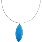Behave Ketting zilverkleur met turquoise hanger - 40 cm