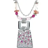 Behave - Zilverkleurige ketting met roze hanger - Creatieve trendlook