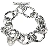 Behave - Zilverkleurige armband - Parelmoer accenten - Klassieke stijl