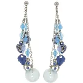 Behave - Oorhangers met knoop en kralen - Blauw - Speelse look