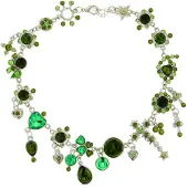 Behave - Ketting dames expressieve stijl - zilverkleur groen accent - 43 cm