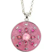 Behave - Ketting met roze ronde hanger en steentjes, nikkelvrij - Trendy modeaccessoire - 39,5 cm + 7,5 cm verlengketting