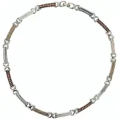 Behave - Korte Schakelketting - Bruine Stenen - 43 cm