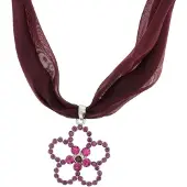 Behave - Zijde ketting met bloemenhanger en roze stenen - Romantische stijl - 40 cm