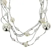 Behave Zilver-kleurige ketting met parels