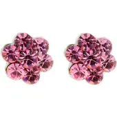 Behave - Oorknopje roze bloemetje - 0,9 cm