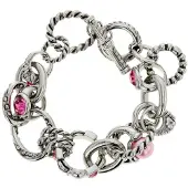 Behave - Zilverkleurige armband - Roze accenten - Vrouwelijke look