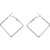 Behave - Oorringen vierkant zilverkleur 3,5 cm - Nikkelvrij - Geometrische sieraden
