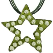 Behave - Ketting groen met ster hanger en parels - Modeaccessoire voor speelse outfits - Lengte 40,5 cm (+verlengketting 5 cm)