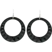 Behave - Oorhangers Dames - Grote Rond Oorbellen - Zwarte - Diameter 6 cm