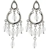 Behave - Zilverkleurige oorhangers met heldere kraaltjes - Fashion sieraden