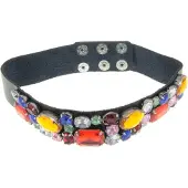 Behave - Leren choker met stenen - Statement accessoire voor avond
