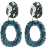 Behave - Oorbellen ovale blauwe hanger - Retro accent voor dagelijks gebruik