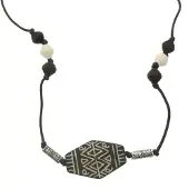 Behave Lange ketting - Etnische houten kralen op touw