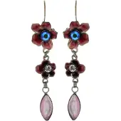 Behave - Oorhangers bloemen retro stijl met roze steen - Cadeau idee