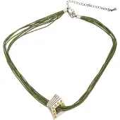 Behave - Ketting groen met ruit hanger en steentjes - Modeaccessoire voor elegante looks - Lengte 40 cm