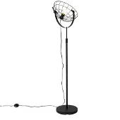 QAZQA Industriële vloerlamp zwart 35 cm verstelbaar - Hanze