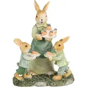 Clayre & Eef Beeld Konijn 15 cm Bruin Groen Polyresin Bruin