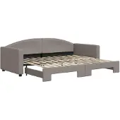 vidaXL Dagbed uitschuifbaar, taupe, 90x200 cm, stof