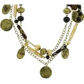 Behave - Lange antiek goudkleurige ketting met hangers - 58 cm