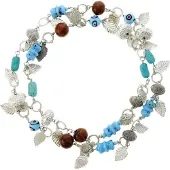 Behave - Lange ketting met bruine en paarse glaskralen