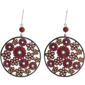 Behave - Oorhangers dames - Boho flower stijl - Rood - Nikkelvrij