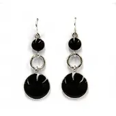 Behave - Oorbellen - Oorhangers dames - Zwart rond design - Retro stijl
