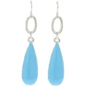 Behave - Oorbellen hanger blauw druppel zilverkleur - Zomerlook 4,5 cm