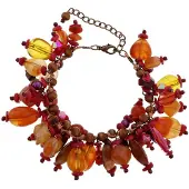 Behave - Kralenarmband rood bruin - bohemian herfststijl - 19 cm
