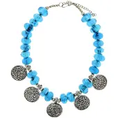 Behave - Ketting Dames Boho Stijl - Blauw Glas - Zomeraccessoire
