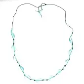Behave Dames Ketting - Kralenketting Licht Blauw - 100 cm - Nikkelvrij