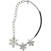 Behave - Ketting met bloemen - Half leren koord - 48 cm