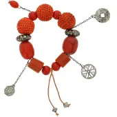 Behave - Armband oranje kralen bedels - Boho accessoire zomerstijl