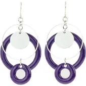 Behave - Oorhangers paars ringdesign - Retro sieraden - Festivalstijl