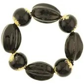 Behave - Kralenarmband zwart met goudkleur details - feest stijl
