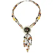 Behave - Dames Ketting - Romantische Boho Stijl - Kanten Bloem - 63 cm