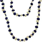 Behave - Lange dubbele ketting met blauwe en beige stenen, 108 cm
