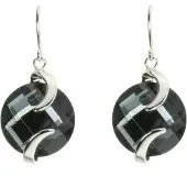 Behave - Oorhanger dames - Zilverkleur donkergrijs - Avondstijl 4 cm