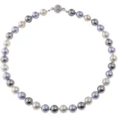 Behave - Parel Ketting - Dames - Handgeknoopt - 12mm Parels - 46cm - Paars - Magneetsluiting met Strass - Klassiek & Elegant