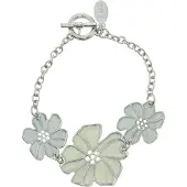 Behave - Armband - bloemdesign zilverkleur - lente accessoire - 16,5 cm