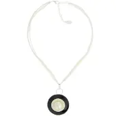 Behave Korte Ketting - Zwarte Hanger Met Parel - Nikkelvrij