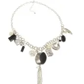 Behave - Ketting met parel en decoratieve hangers - 47 cm (verlengketting 6,5 cm)
