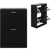 Vdd Schoenenkast - schoenenrek - 2 vakken - zwart