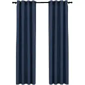 vidaXL Gordijnen linnen-look verduisterend ogen 2 st 140x225 cm blauw